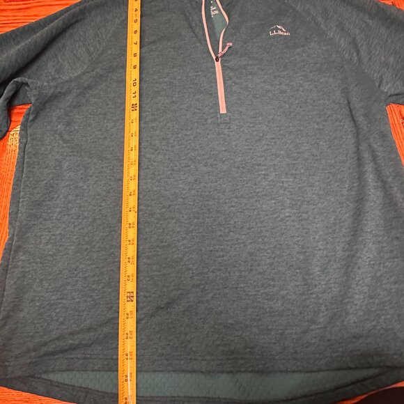 LL Bean Mens Teal Quarter Zip Pullover Size XL Slightly Fitted Adventure Grid - Picture 4 of 5
